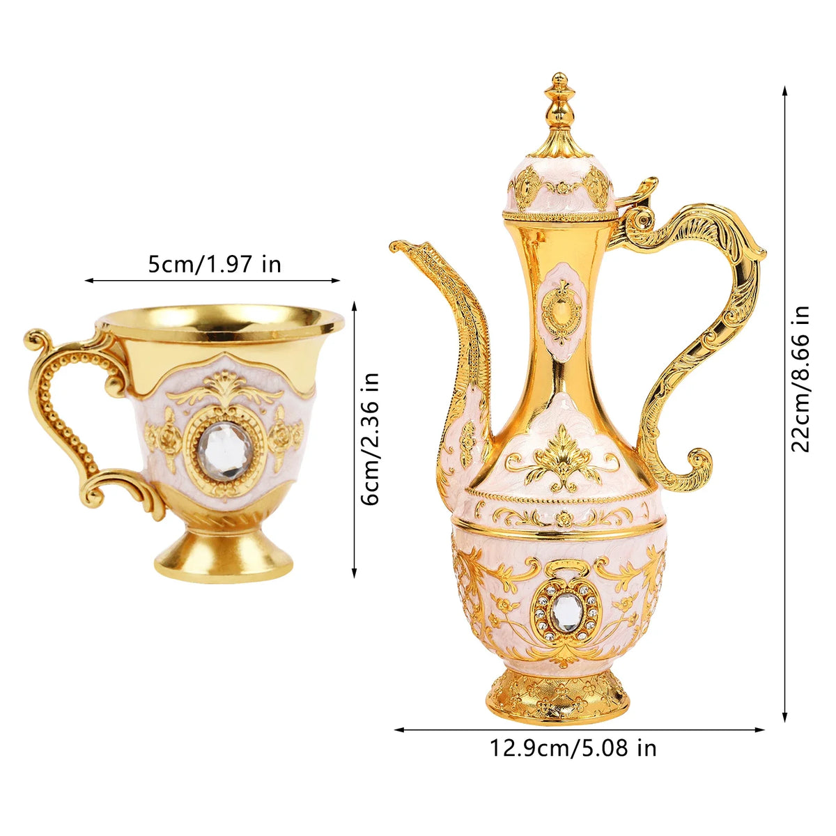 Vintage Turkish Tea Cup Set with Pot