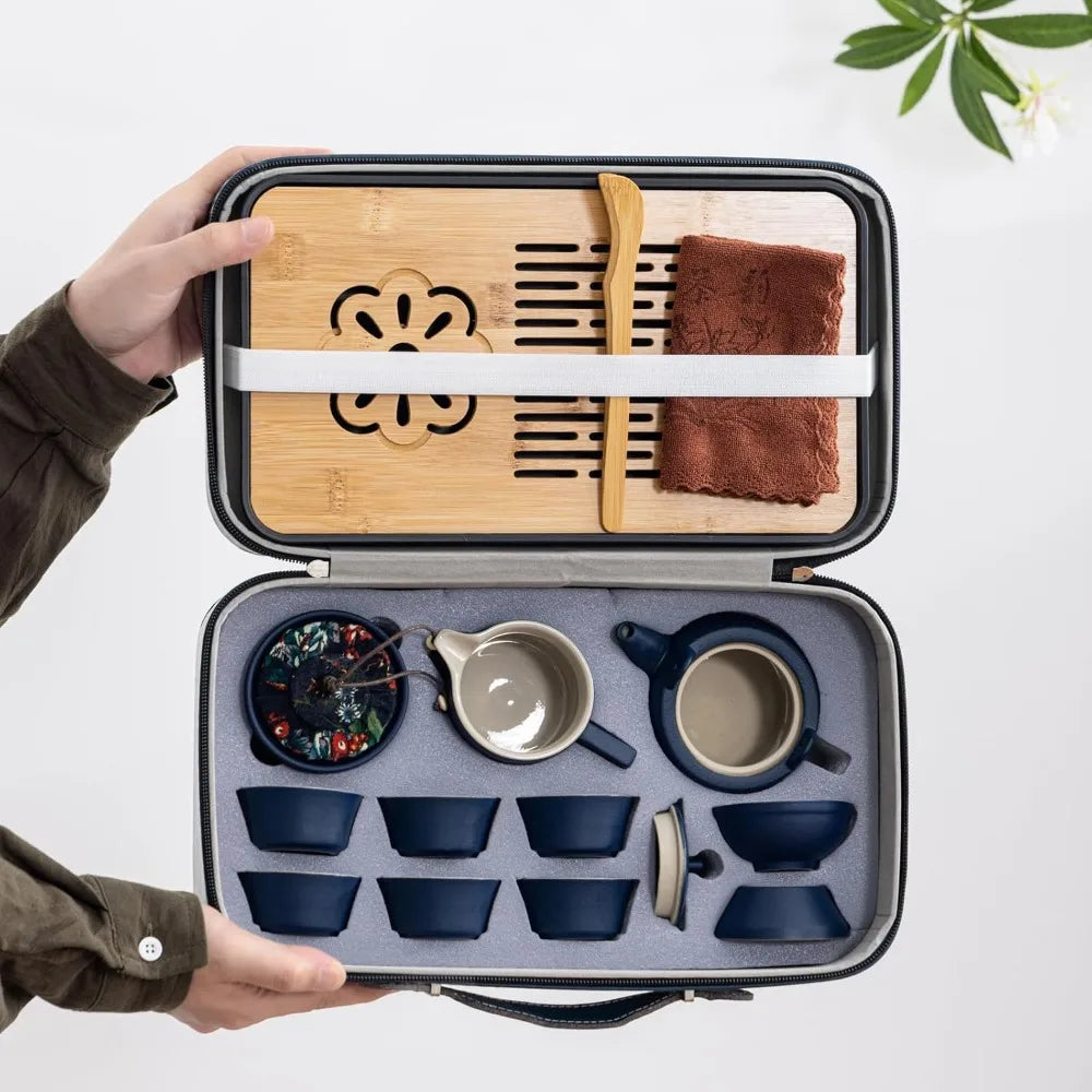 14-Piece Ceramic Travel Tea Set