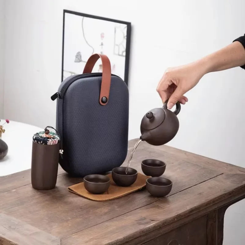 Portable Purple Clay Tea Set