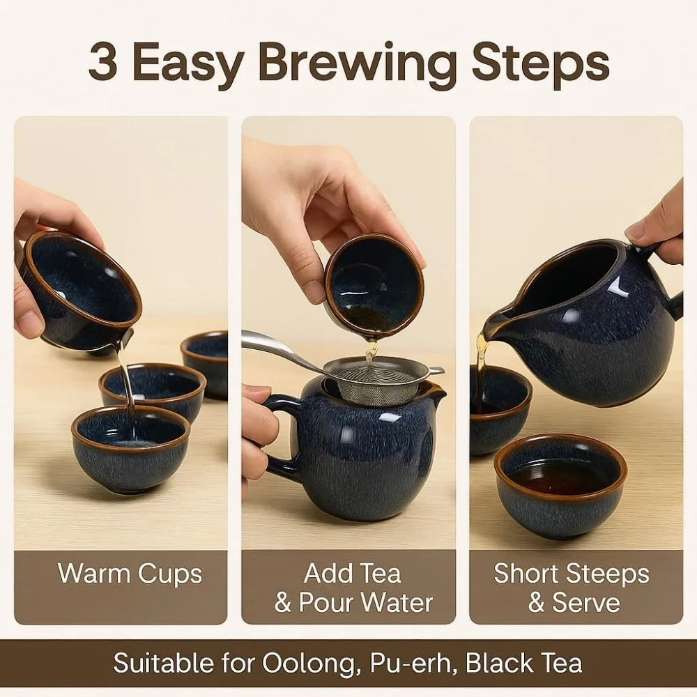 9-Piece Gongfu Porcelain Tea Set