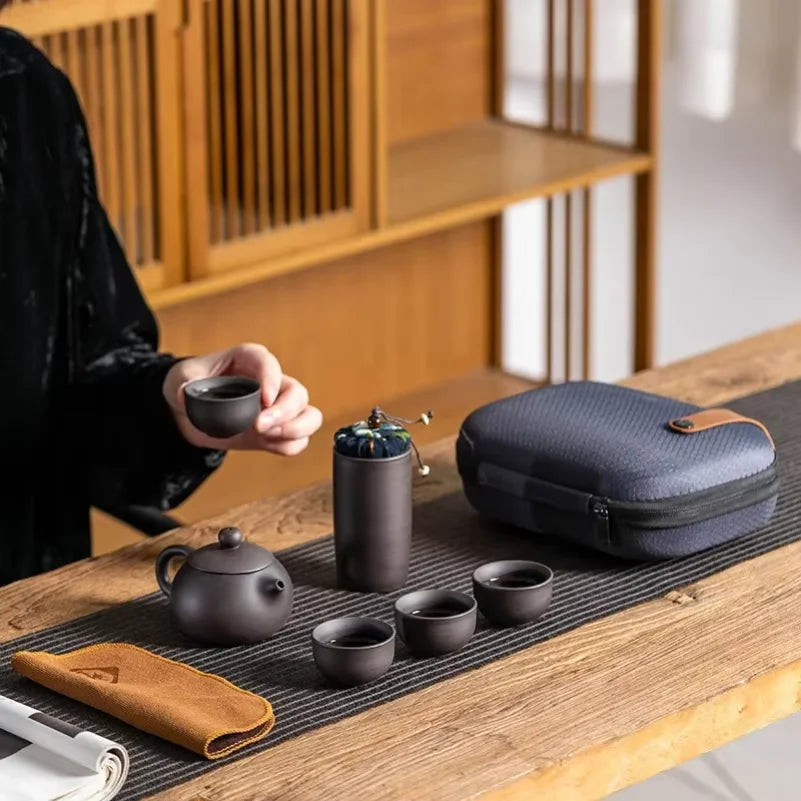 Portable Purple Clay Tea Set