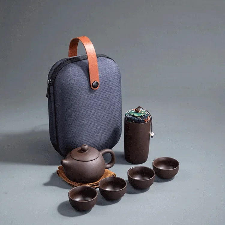 Portable Purple Clay Tea Set